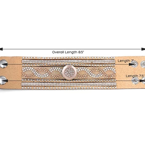 Snap Charm Boho Leather Bracelet with 3/4" Standard Snap Adjustable Two Sizes - Picture 3 of 7